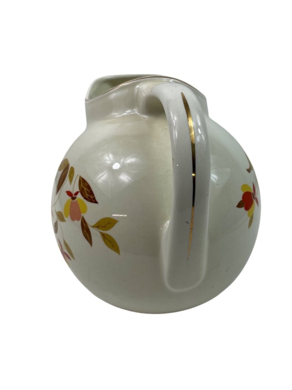 Vintage 1950 Hall’s Superior JEWEL TEA Autumn Leaf BALL JUG PITCHER 7.5” tall - Picture 3 of 12